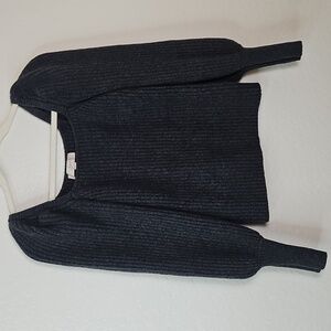 LOFT Women's Charcoal Ribbed Sweater
